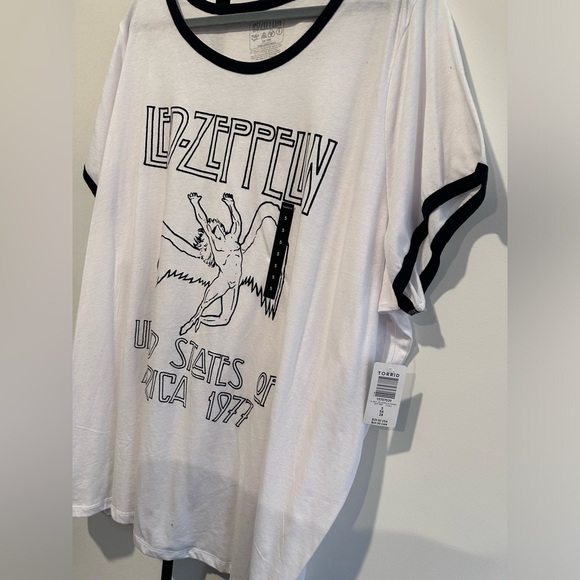 NWT - Led Zeppelin Classic Fit Ringer Tee - Cotton White - Picture 2 of 5